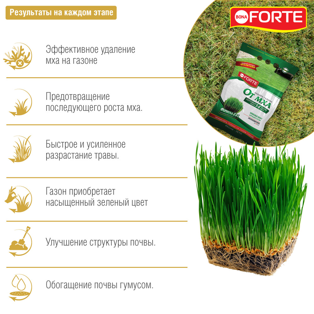 Удобрение Bona Forte для газона от мха 5 кг - фото 2
