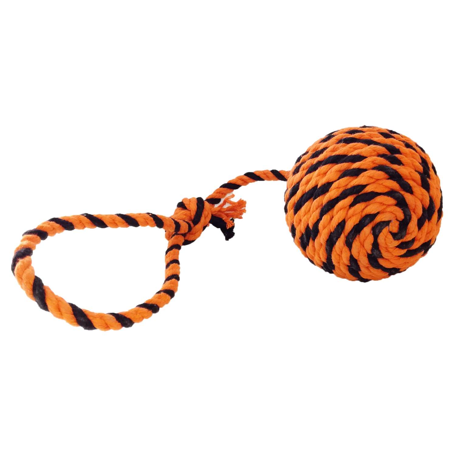 Мяч для собак Doglike Броник малый с ручкой Оранжево-черный D-5329 - фото 1