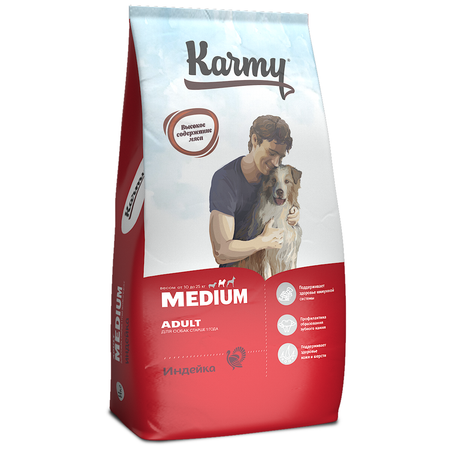 Корм для собак Karmy 14кг Medium Adult для средних пород индейка