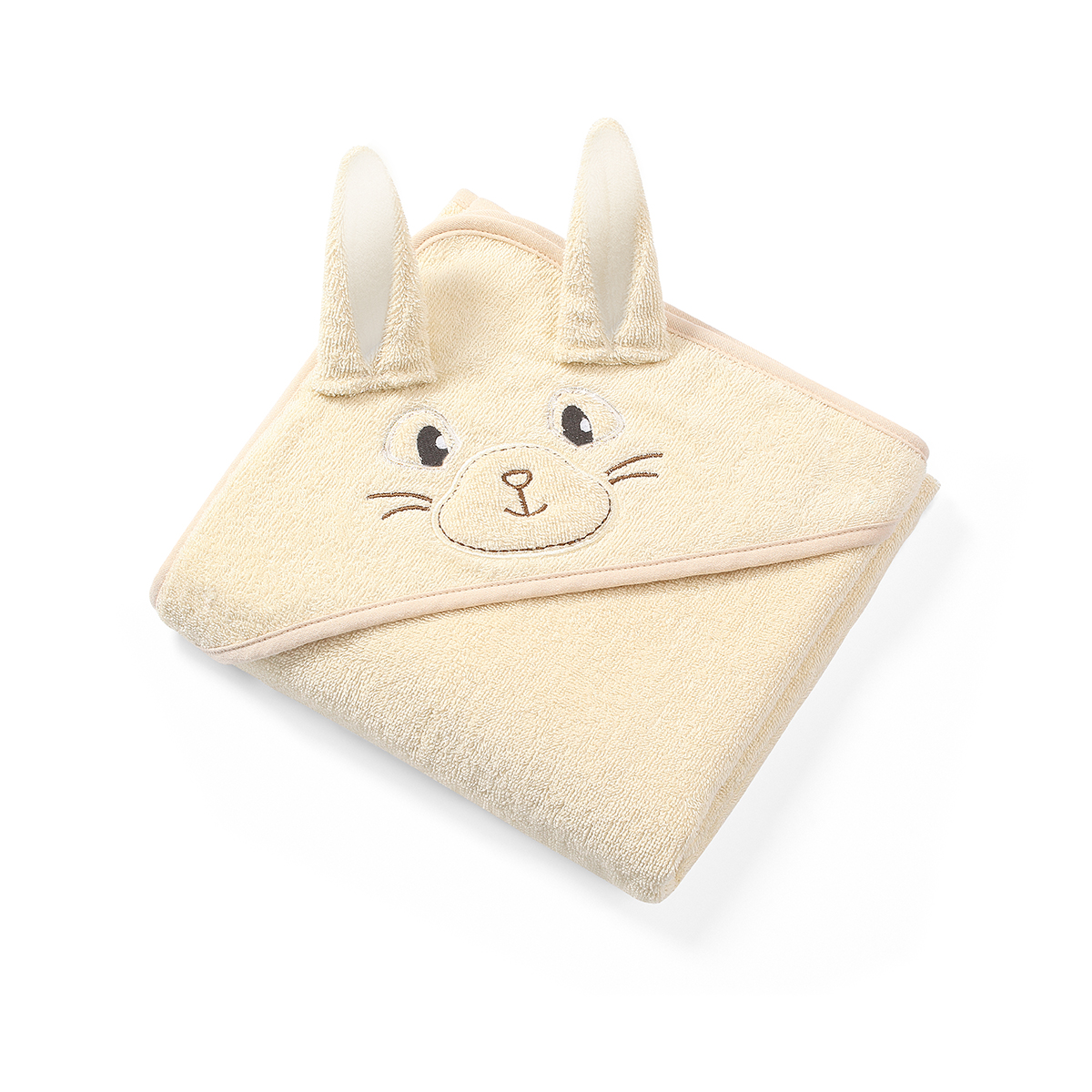 Полотенце Babyono детское махровое с капюшоном Bunny Ears 100x100 см молочное - фото 2