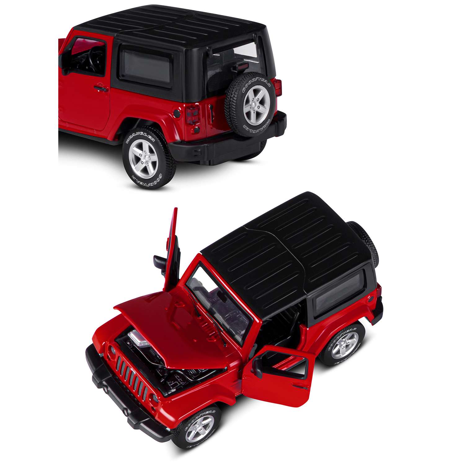 Машинка металлическая АВТОпанорама 1:32 Jeep Wrangler красный инерционная JB1251518 - фото 8