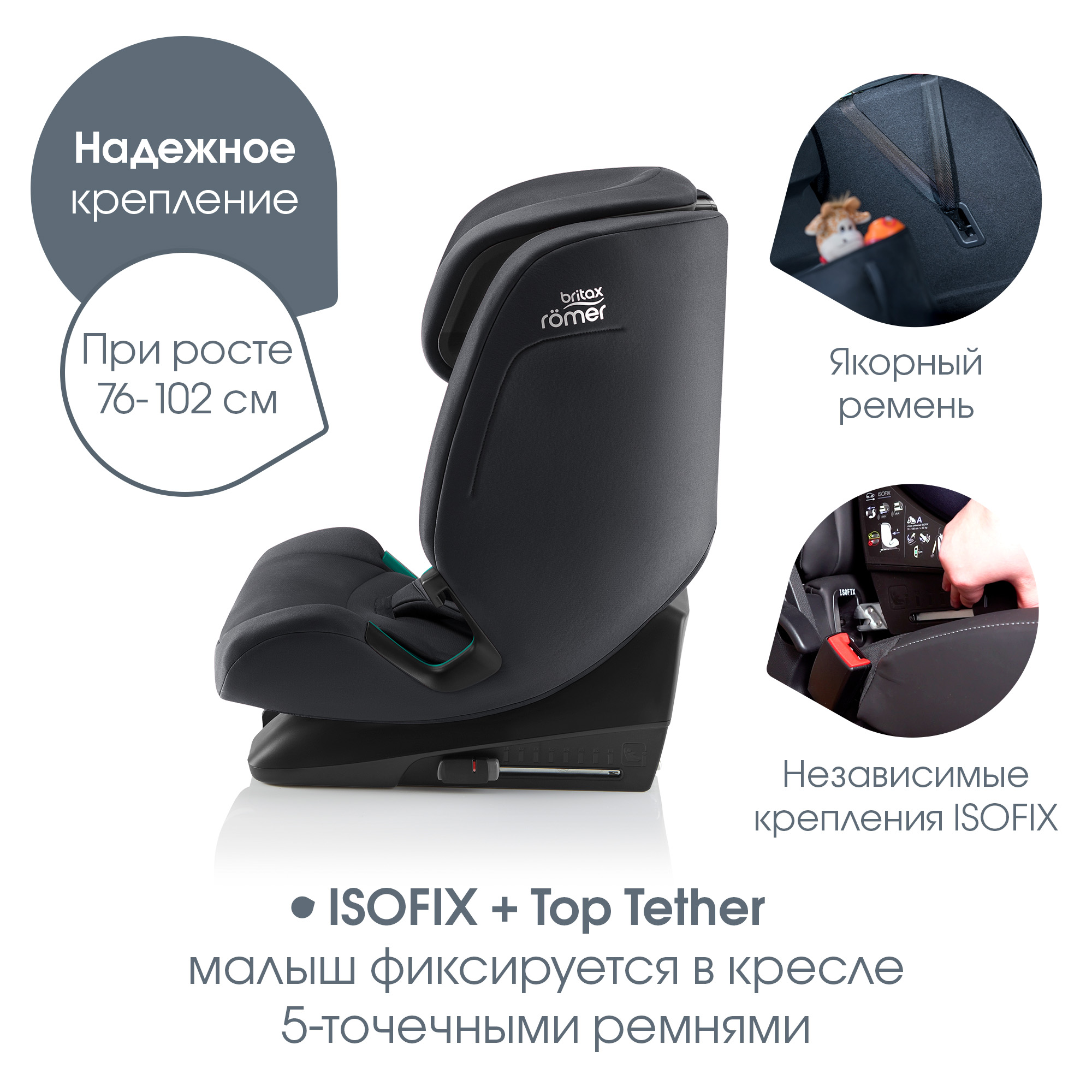 Автокресло Britax Roemer Evolvafix midnight grey - фото 6