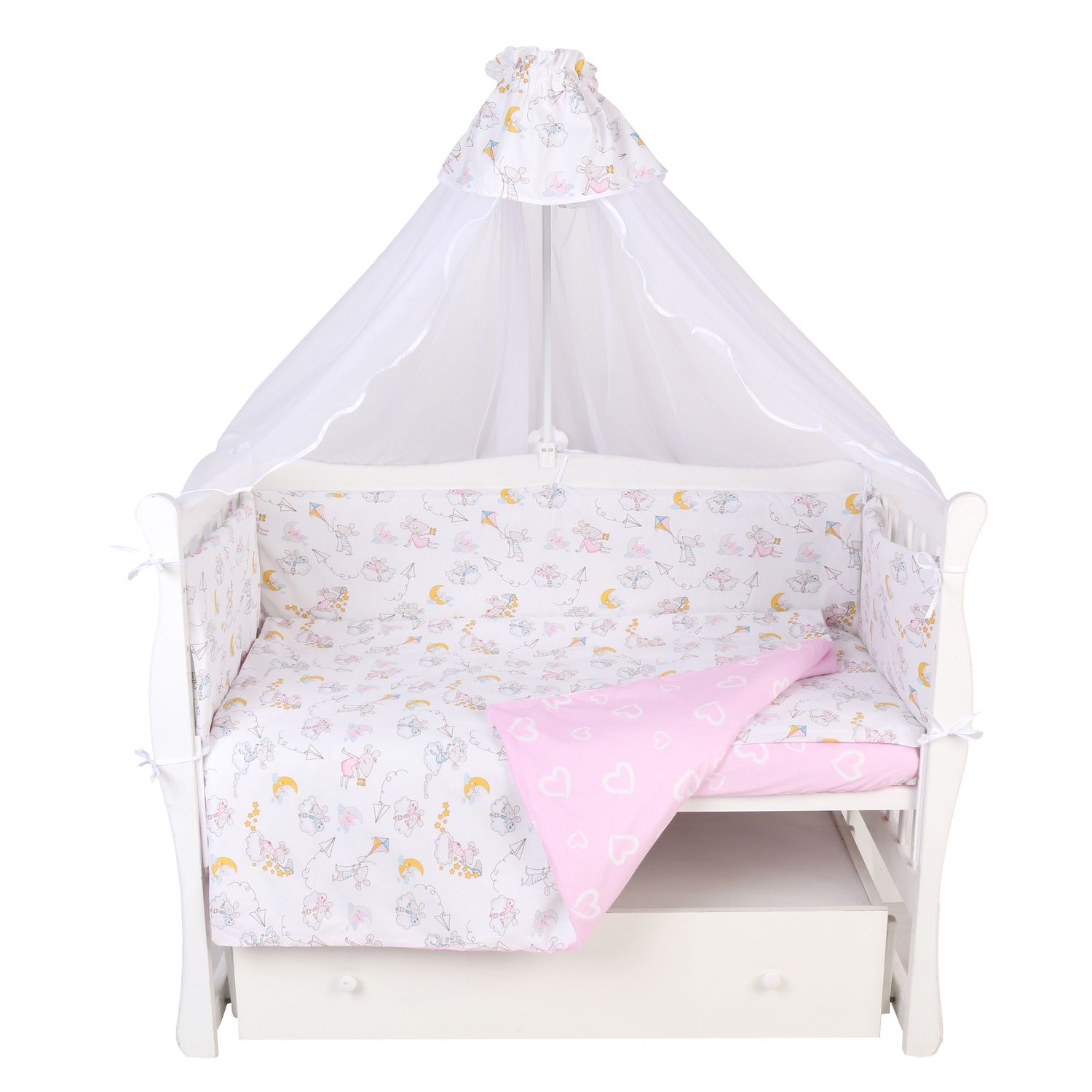 Комплект постельного белья Amarobaby Мышата в облаках 7предметов AMARO-3007-MvO - фото 1
