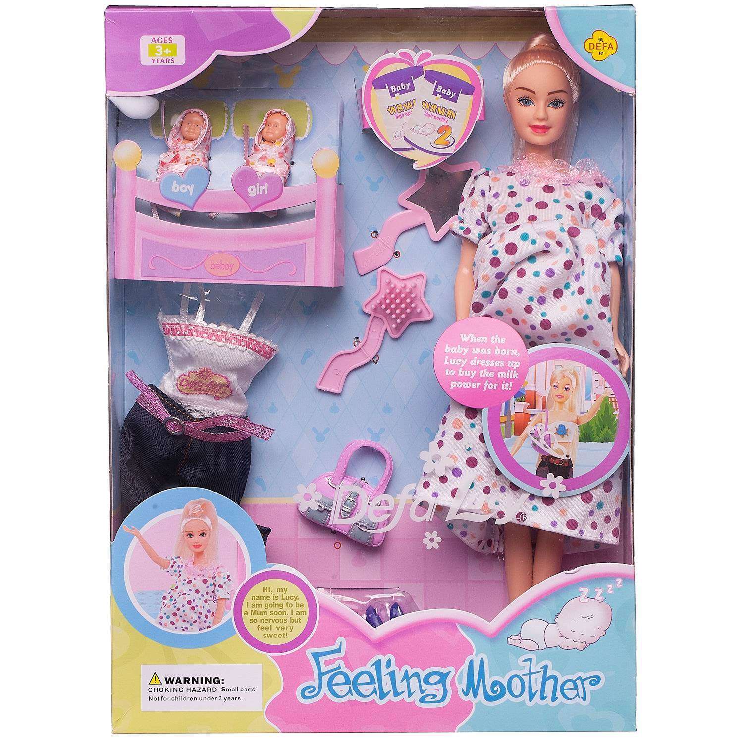 Игровой набор ABTOYS Куклы Defa Lucy Мама с малышами и игровыми предметами 8009d/круги - фото 1