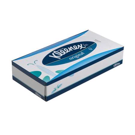 Бумажные салфетки KLEENEX для лица в бело-синей коробке 20х20 см 72 шт