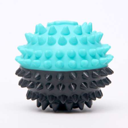 Игрушка Пижон для собак «Мяч с шипами»TPR 6 см бирюзовая/чёрная