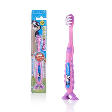 Зубная щетка Brush-Baby FlossBrush NEW от 3-6 лет розовая