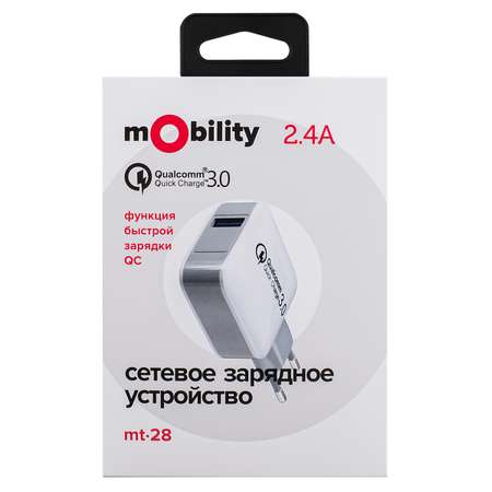 Сетевое ЗУ mObility mt-28 USB QC 3.0 белый