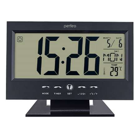 Часы-будильник Perfeo Set чёрный PF-S2618 время температура дата