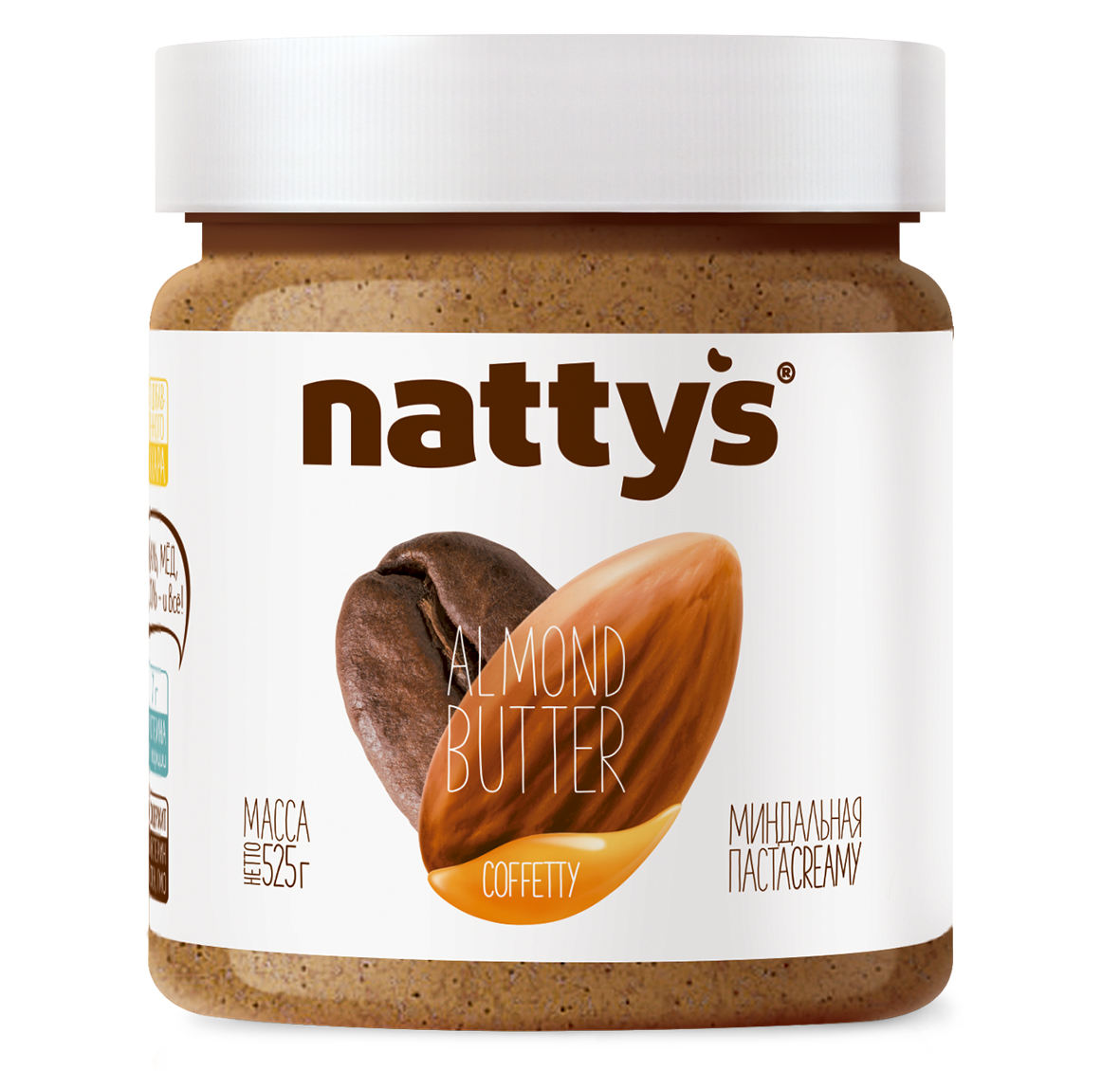 Паста миндальная Nattys Coffetty с кофе и мёдом 525 г - фото 1