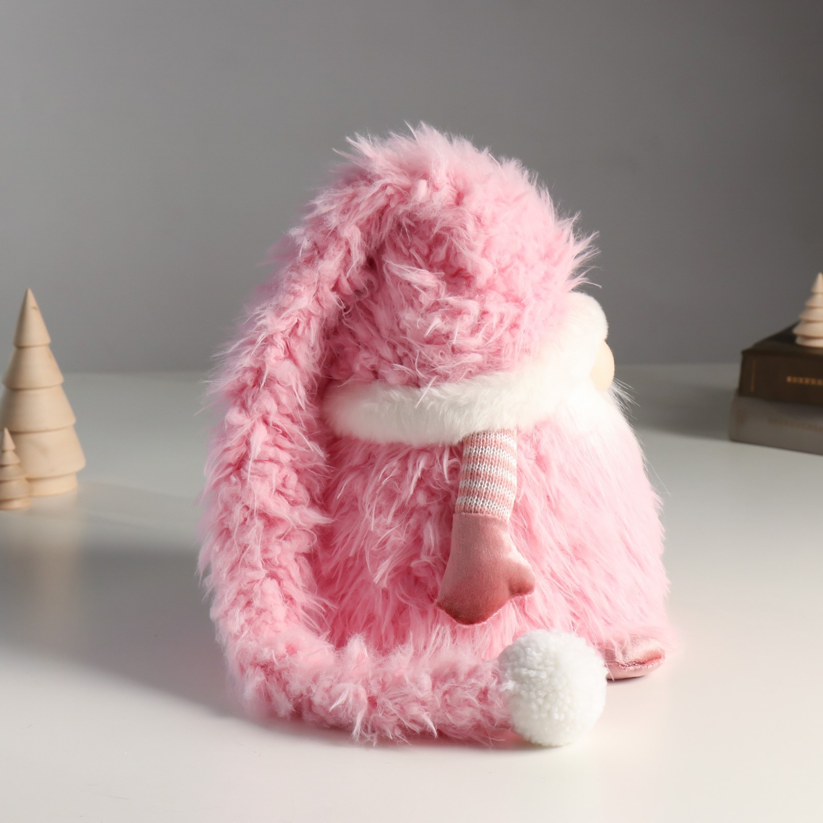 Кукла интерьерная Зимнее волшебство «Дед Мороз в розовой шубке и длинном колпаке» 20х20х25 см - фото 3