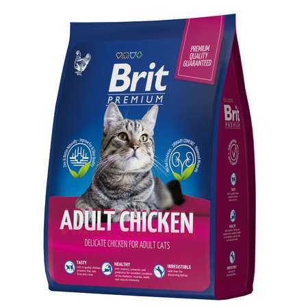 Корм для кошек Brit 2кг Premium Cat Adult Chicken с курицей сухой