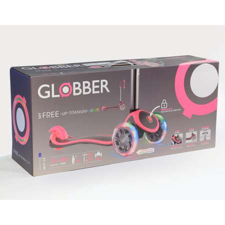 Самокат Globber My Free Up Titanium Lights Розовый 442-132