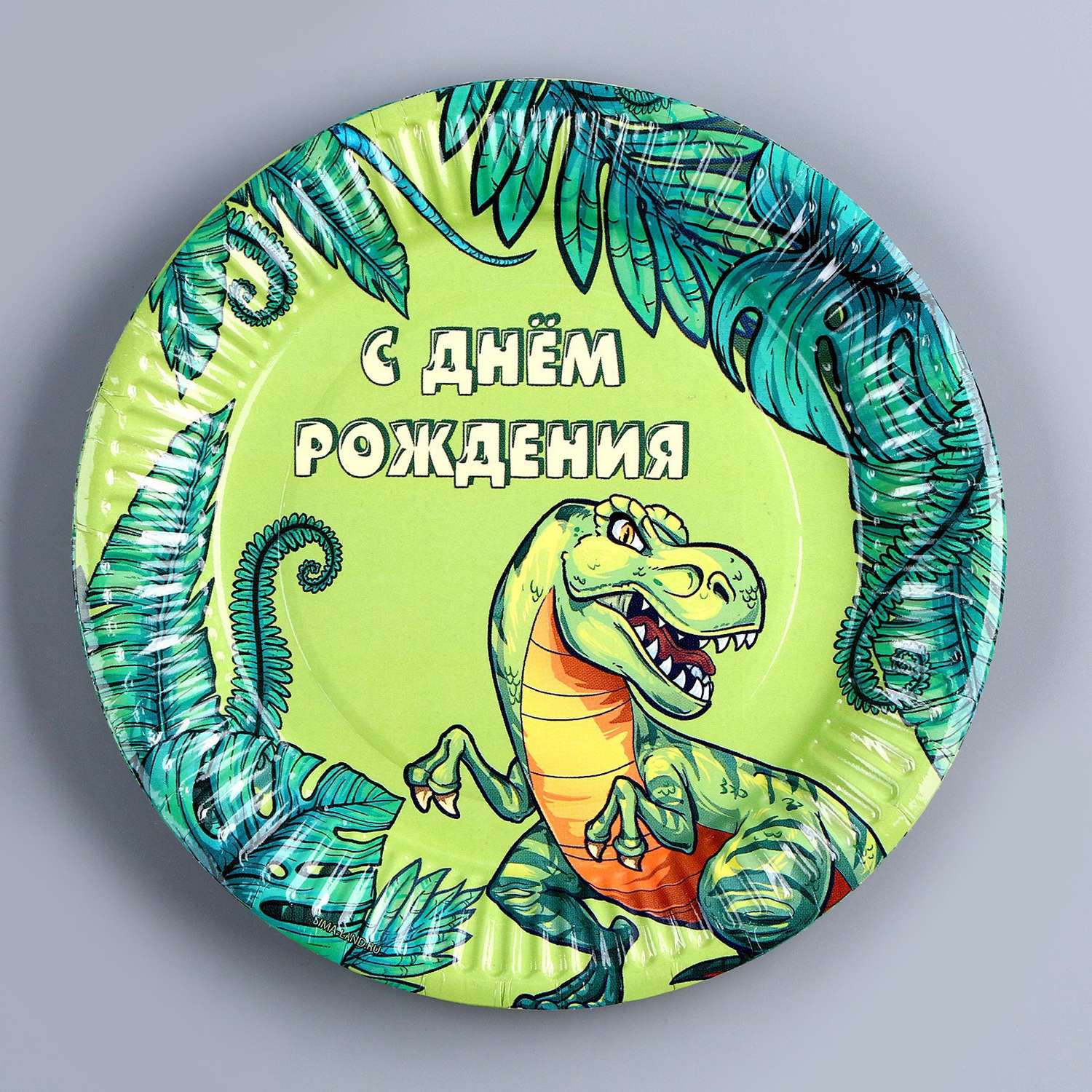 Набор бумажной посуды Страна карнавалия «С днем рождения! Динозавр» 6 тарелок 6 стаканов гирлянда игра - фото 8