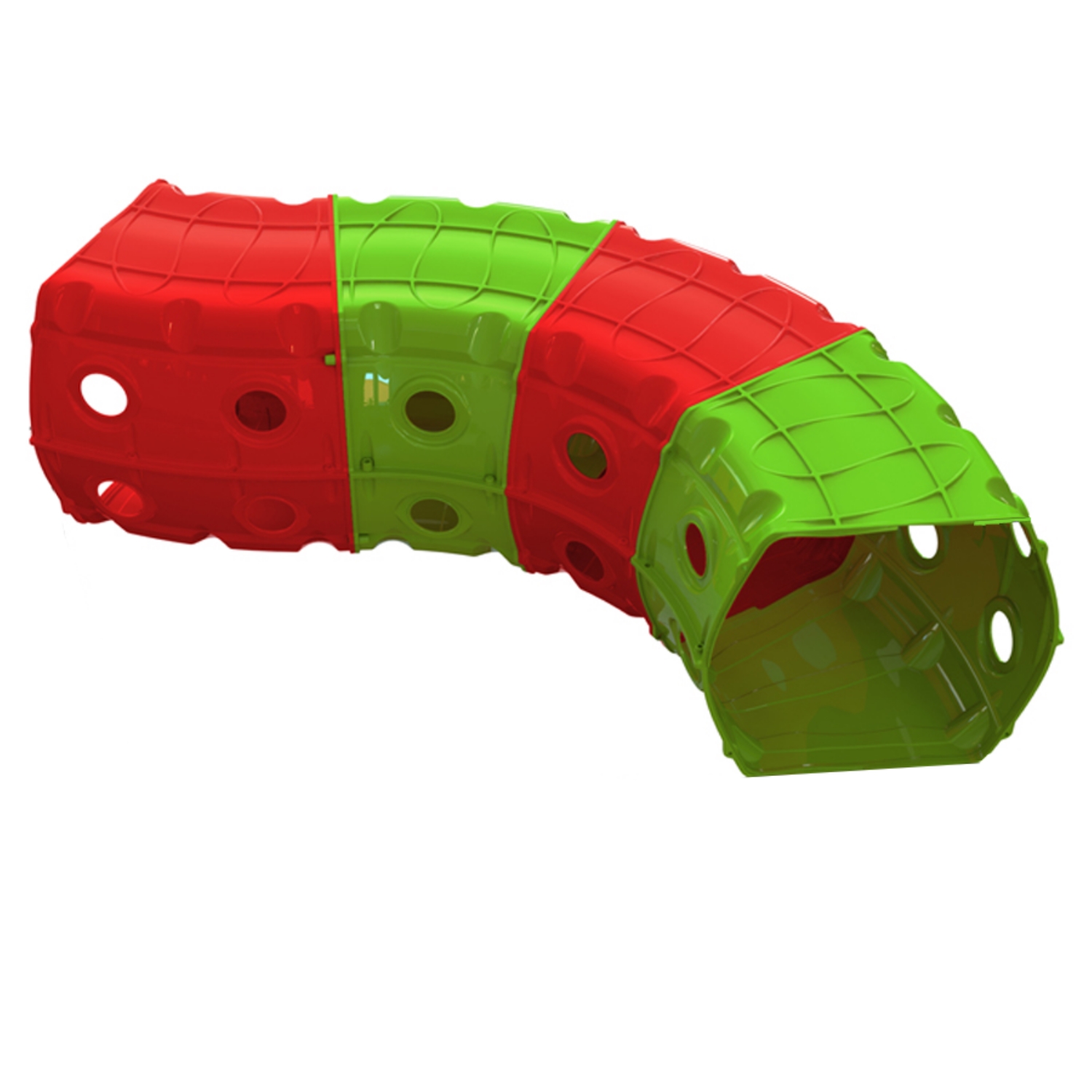 Игровой туннель для ползания Doloni из 4-х секций красно-зеленый 1х1.5х0.5 м - фото 1