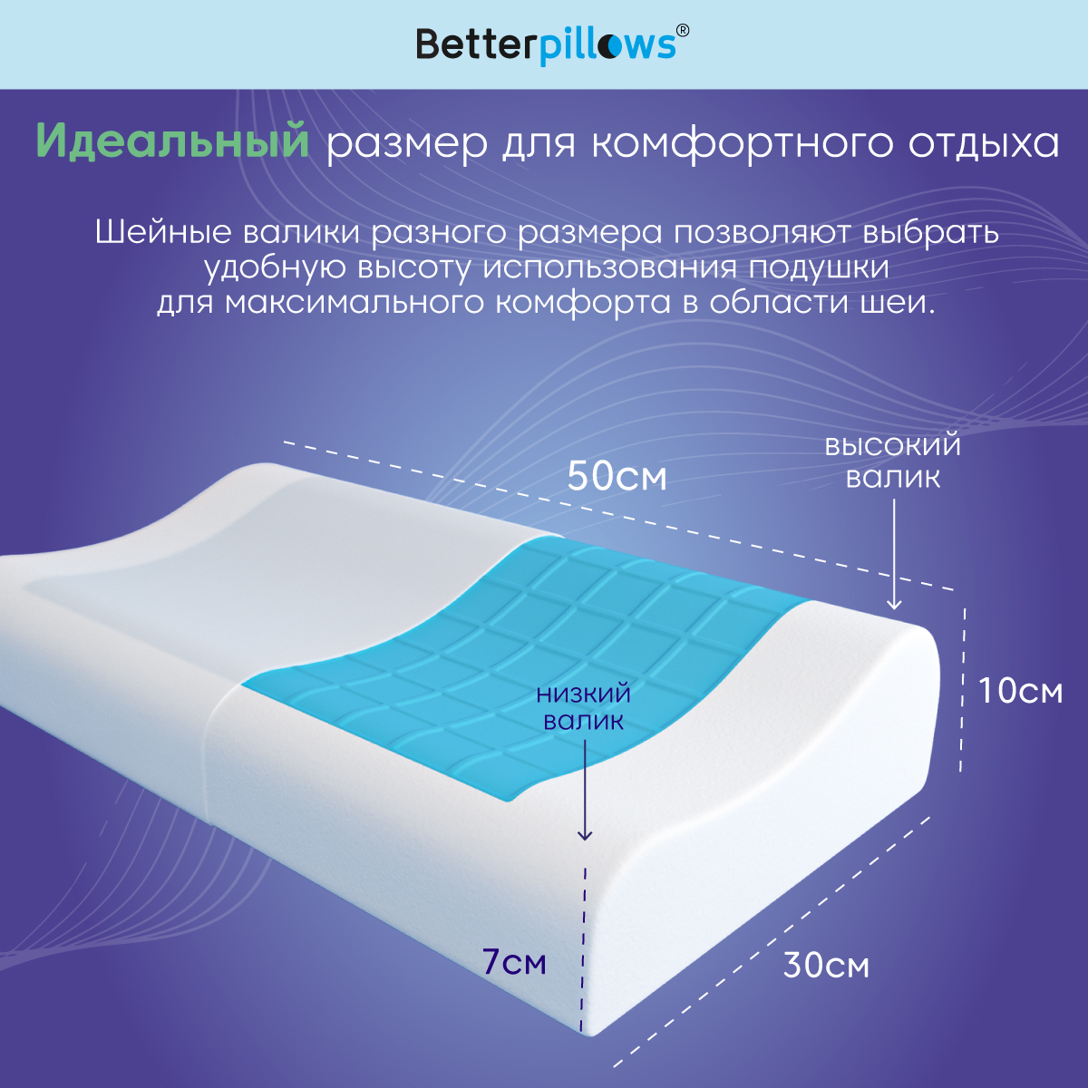 Подушка ортопедическая с гелем Betterpillows Extra cool - фото 8