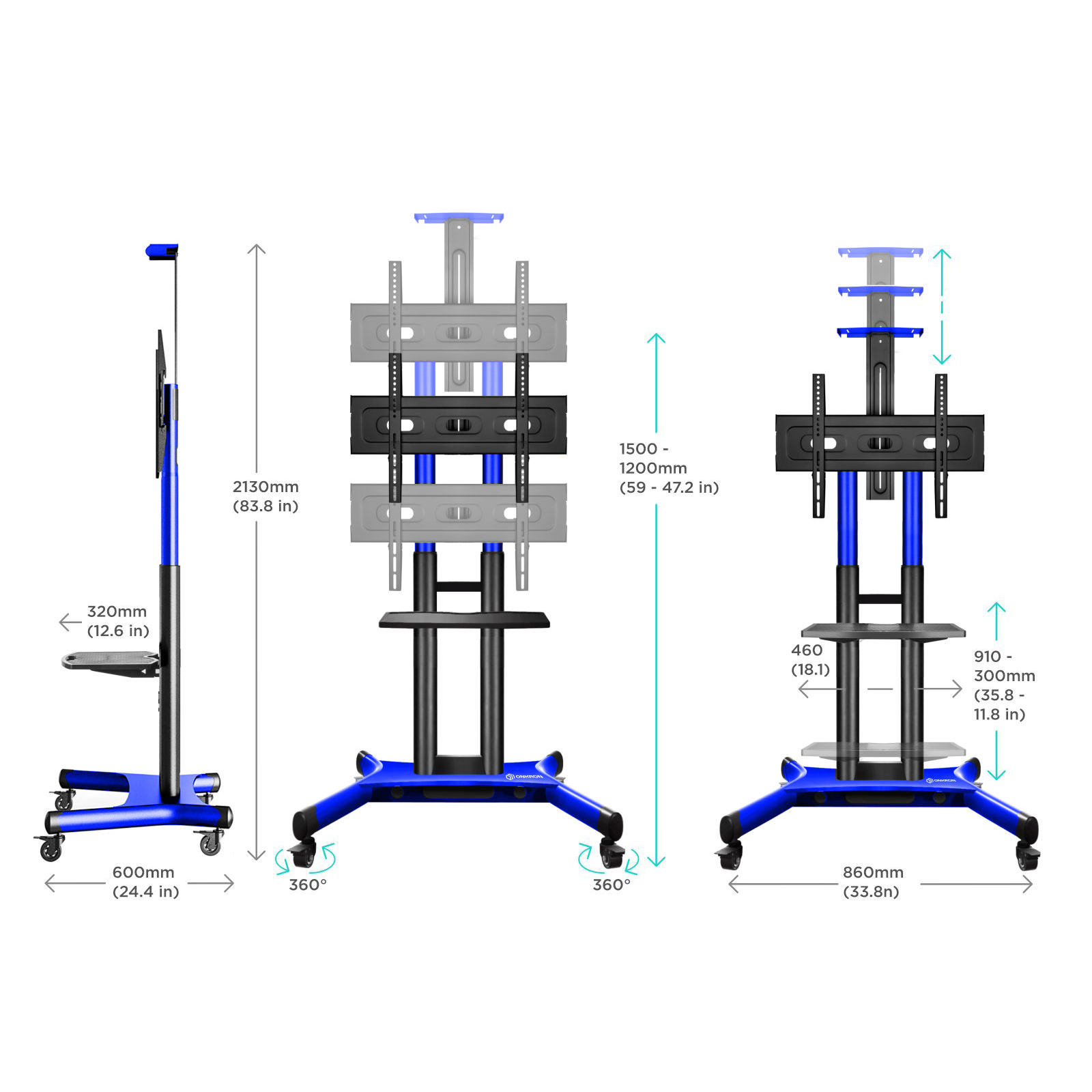 Стойка ONKRON TS1551 для телевизора 40-70 синяя - фото 7