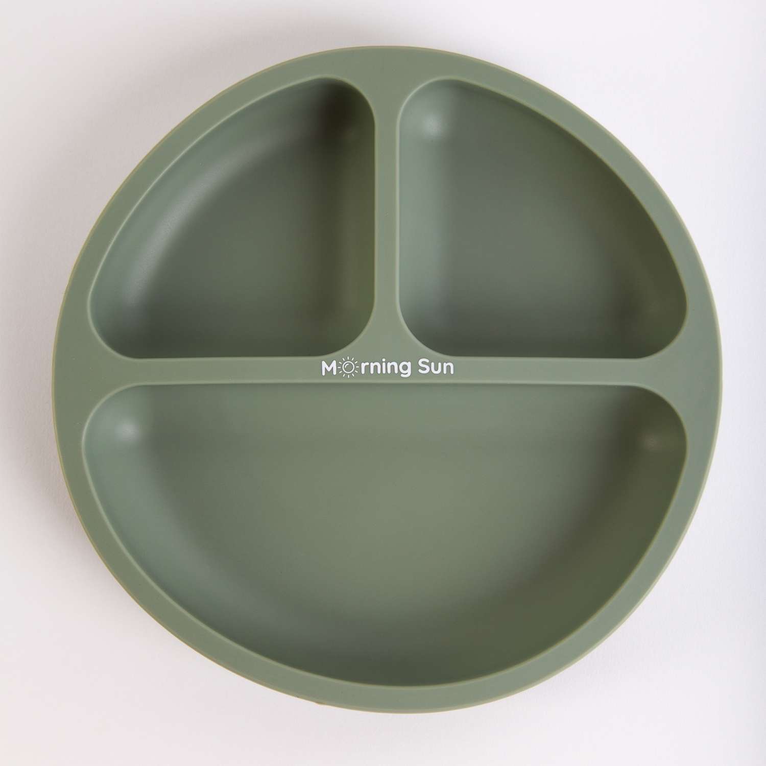 Набор детской посуды Morning Sun силиконовый секционная тарелка ложка вилка оливковый - фото 3