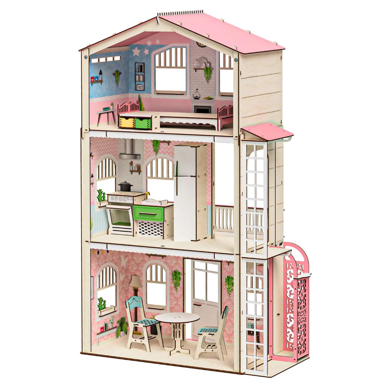 Кукольный домик M-WOOD Симфония с лифтом с мебелью 3023_2 - фото 1