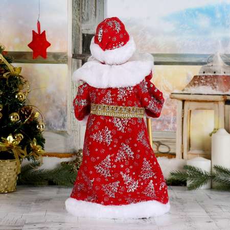 Дед мороз Зимнее волшебство «Красная шуба с посохом» 39 см двигается красный