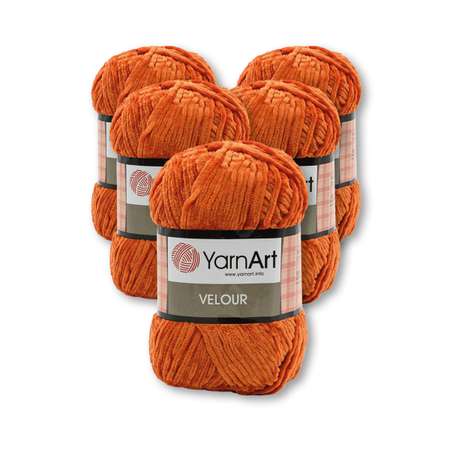 Пряжа для вязания YarnArt Velour 100 г 170 м микрополиэстер мягкая велюровая 5 мотков 865 оранжевый