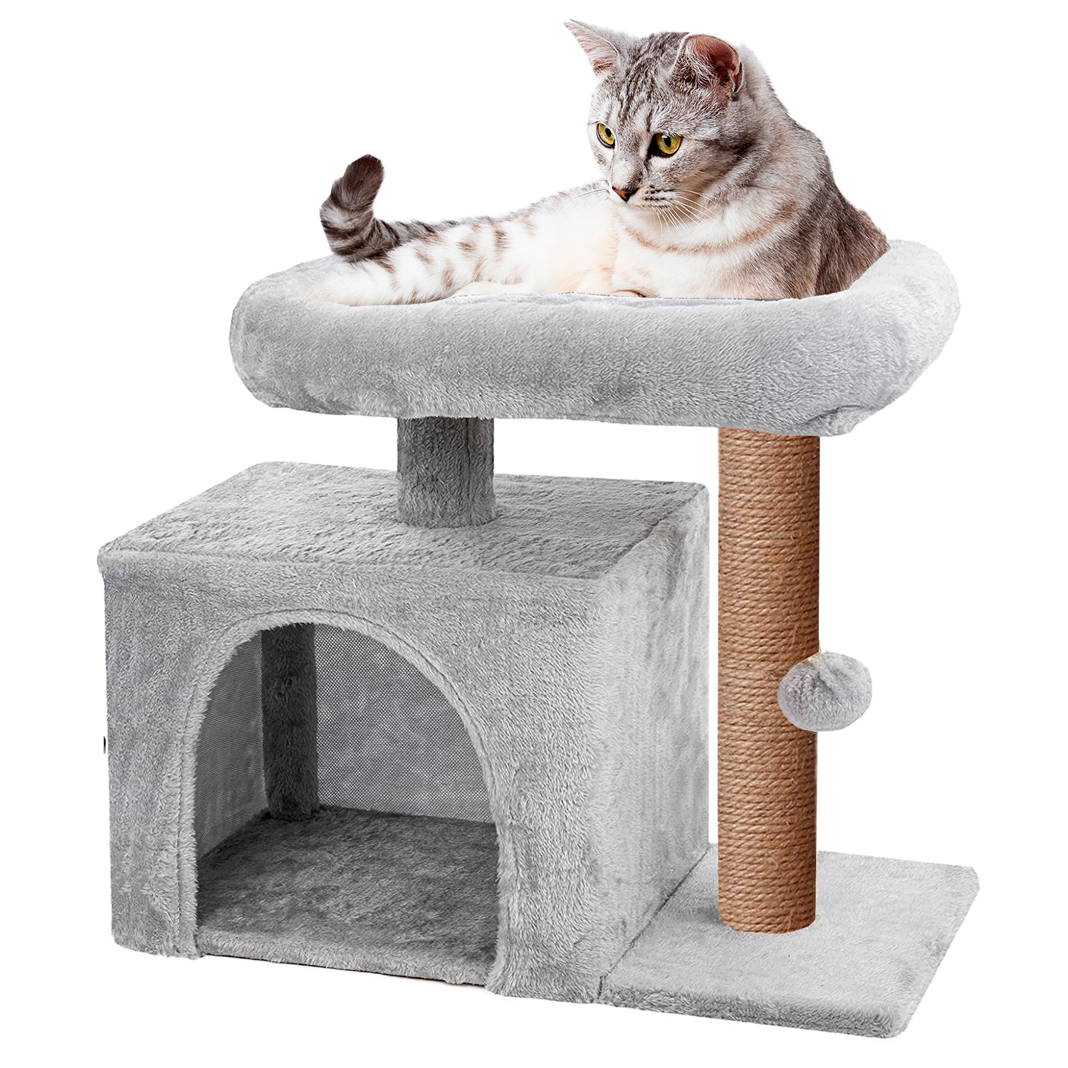 Домик для кошки с когтеточкой Pet БМФ Серый - фото 2