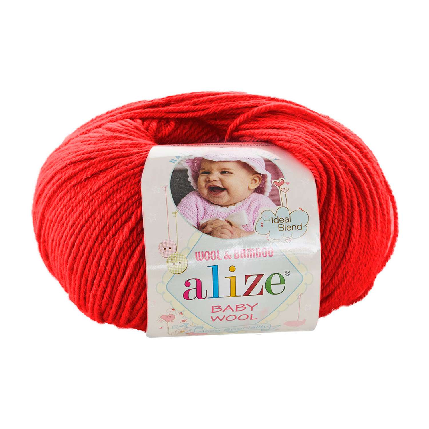 Пряжа для вязания Alize baby wool бамбук шерсть акрил мягкая 50 гр 175 м 56 красный 10 мотков - фото 2