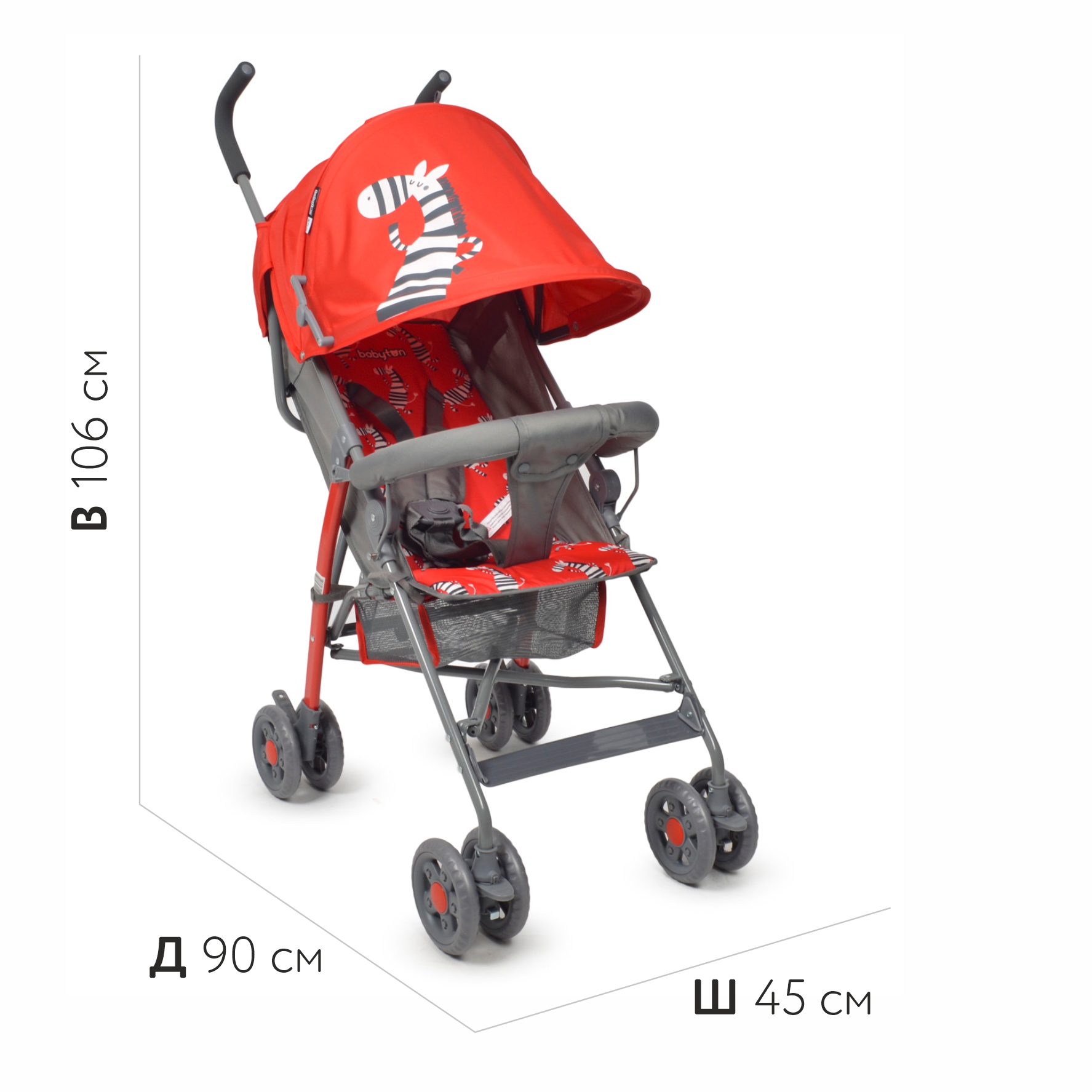 Коляска-трость Babyton Zoo Red купить по цене 2459 ₽ в интернет-магазине  Детский мир