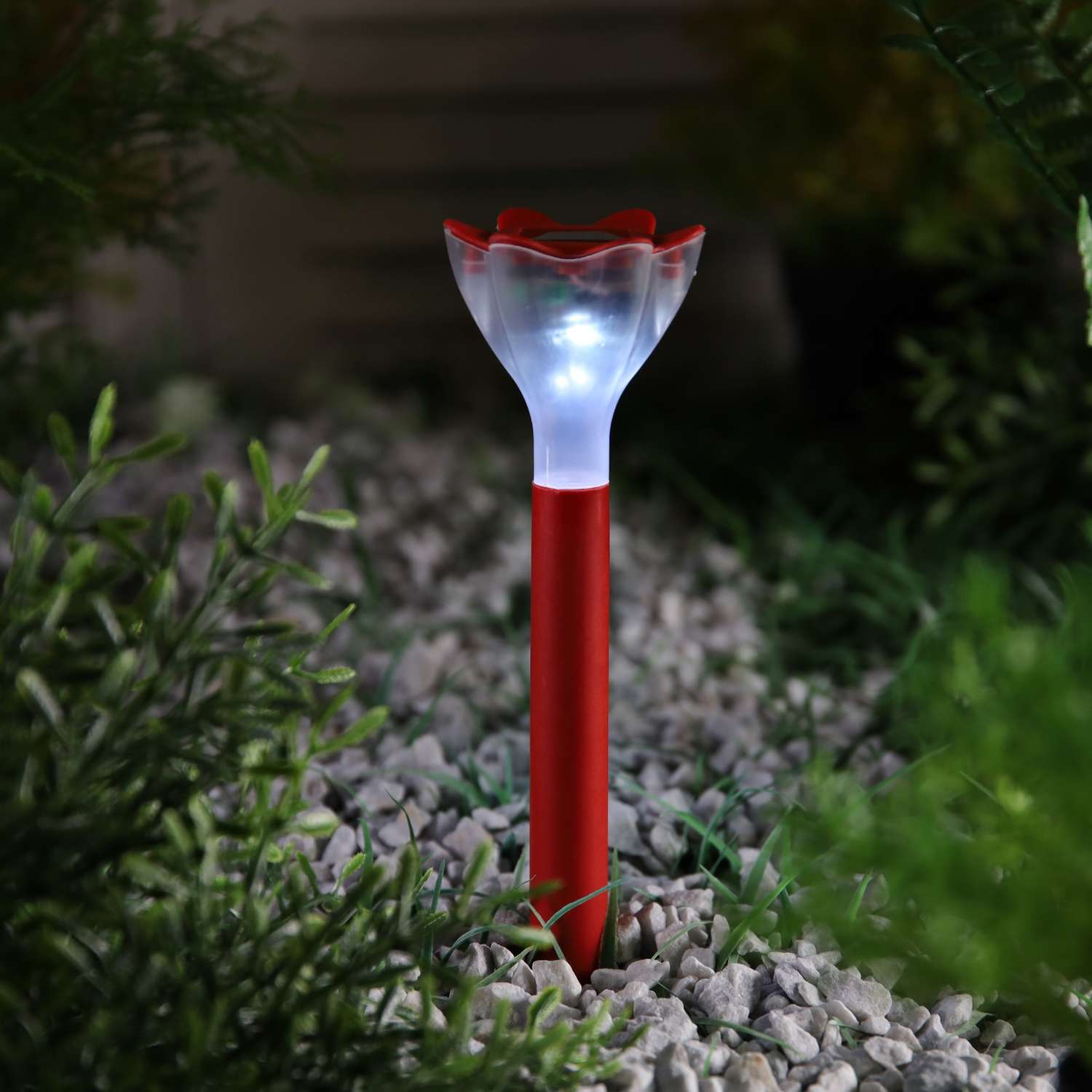 Садовый светильник Luazon на солнечной батарее «Цветок красный» 6 × 29 × 6 см 1 LED свечение белое - фото 1