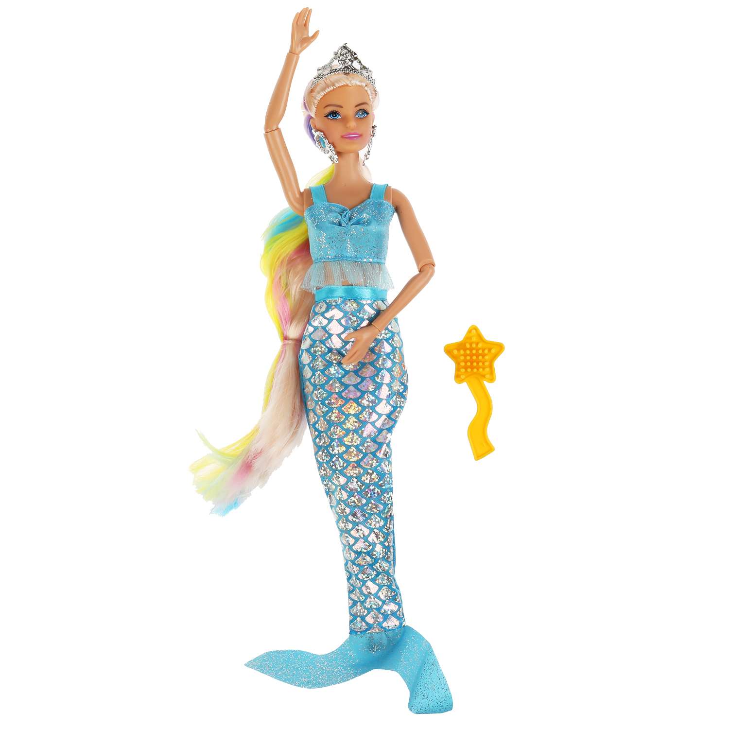 Кукла Карапуз София 29 см русалка радужные длинные волосы расческа в комплекте 314498 - фото 2