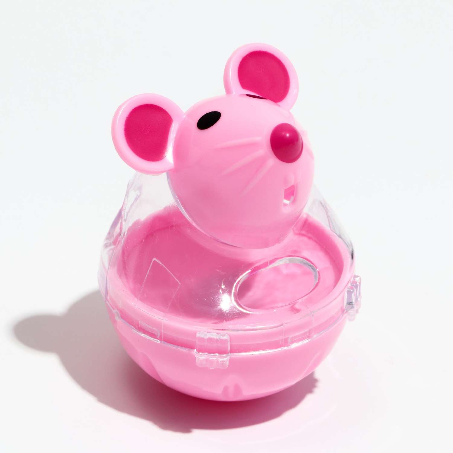 Игрушка-неваляшка Пижон Мышка с отсеком лакомства до 1 см 4.7х6.5 см розовая - фото 1