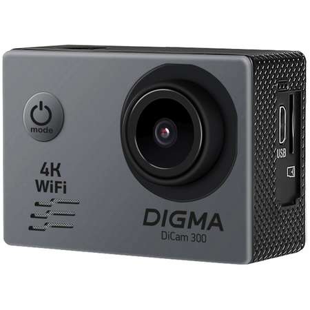 Экшн-камера Digma DiCam 300 4K WiFi серый