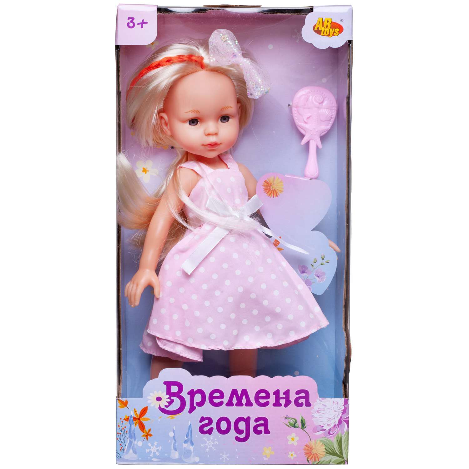 Кукла ABTOYS Времена года 32 см в нежно розовом сарафане в белый горошек PT-01858 - фото 1