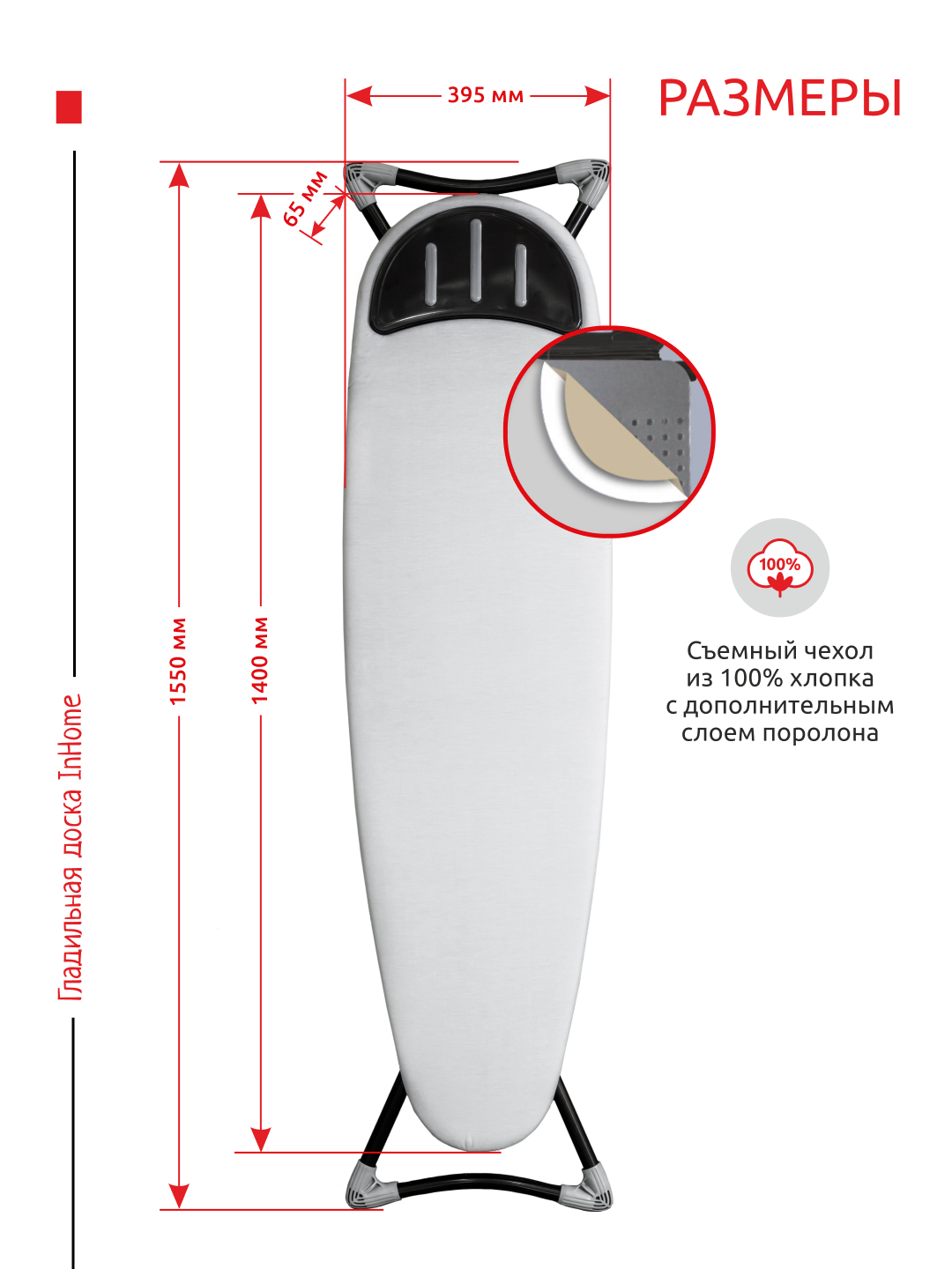 Гладильная доска InHome металлическая - фото 7