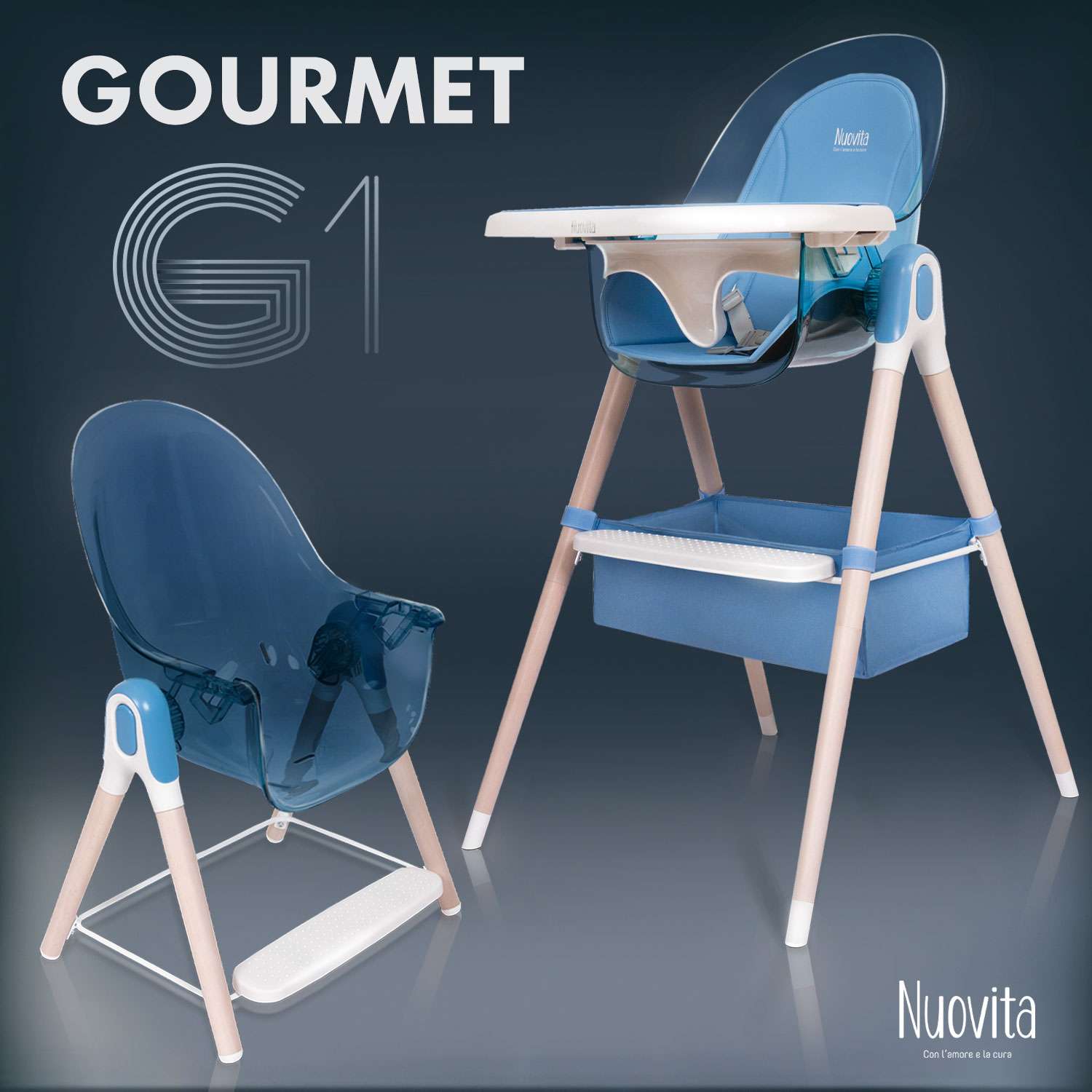 Стульчик для кормления Nuovita Gourmet G1 Standart Голубой - фото 2