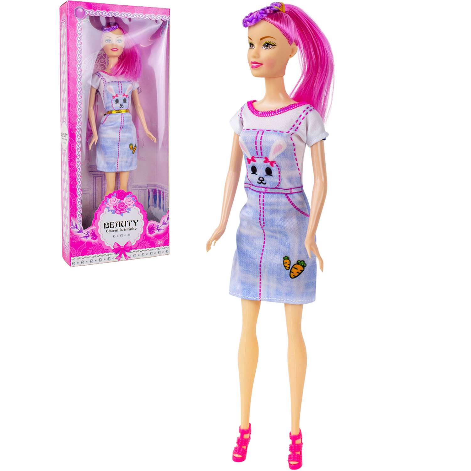 Кукла с цветной косичкой Story Game 1050/розовый 1050/розовый - фото 1