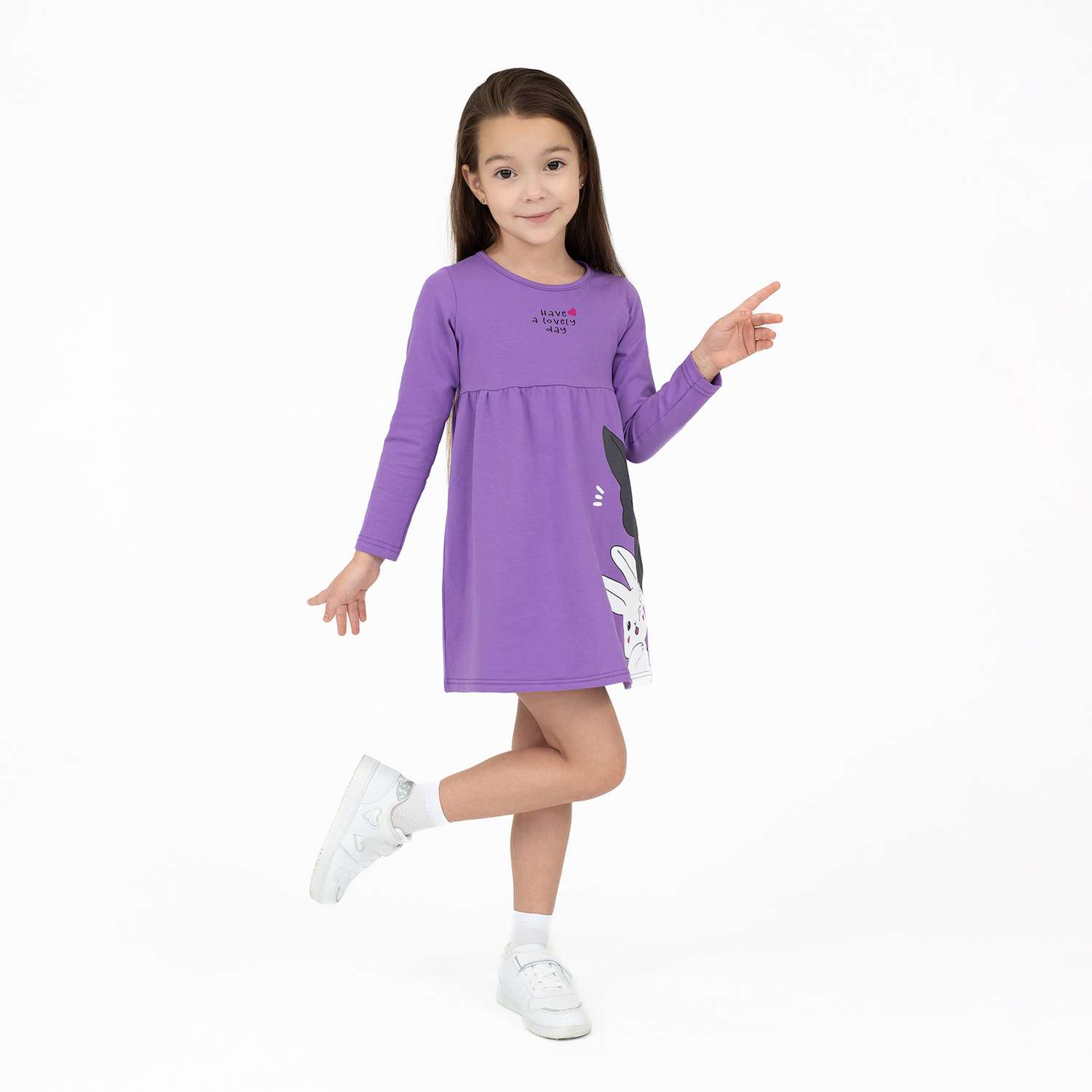 Платье Утенок ПЛ-741 фиолетовый зайцы - фото 2
