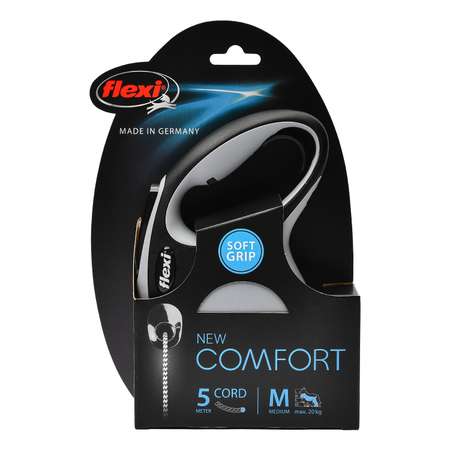 Рулетка Flexi New Comfort М трос 5м до 20кг Черный-Антрацит