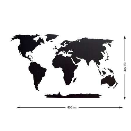 Карта мира настенная Afi Design деревянная с гравировкой континентов и Антарктидой 80х40 см венге