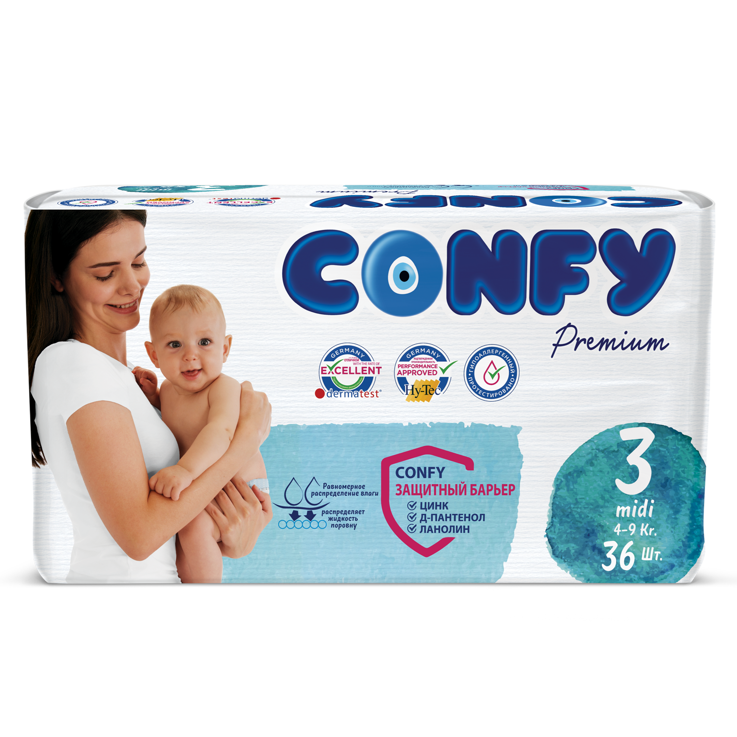 Подгузники CONFY Premium 36 шт. 3 - фото 1