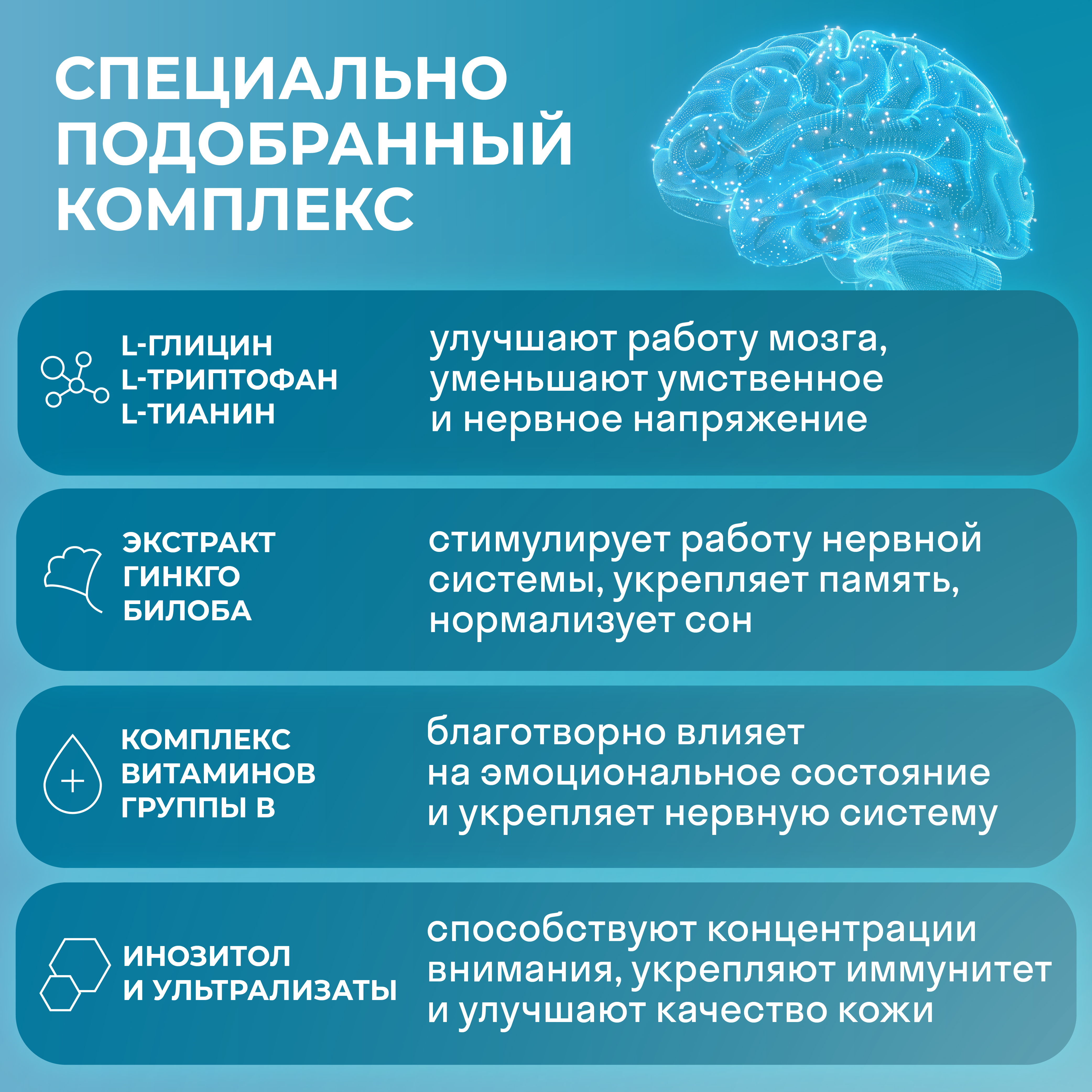 Витаминный комплекс LeafToGo БАД СмартУм для памяти и работы мозга 90 капсул - фото 3