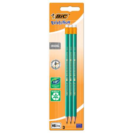 Карандаши простые BIC Evolution Original чернографитовые 3 шт