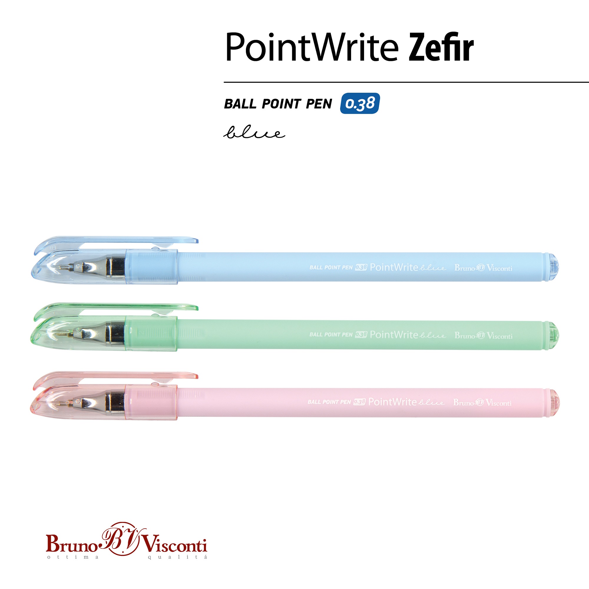 Набор из 24-х шариковых ручек Bruno Visconti PointWrite Zefir синие - фото 5