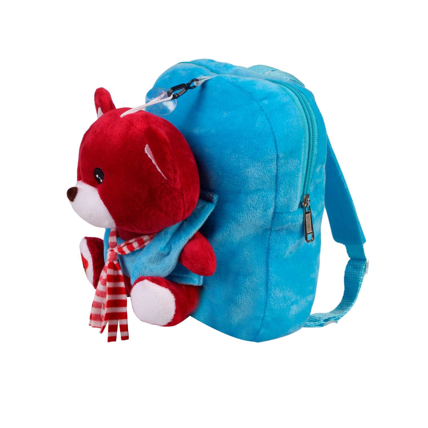 Рюкзак с игрушкой Little Mania голубой Мишка бордовый - фото 2