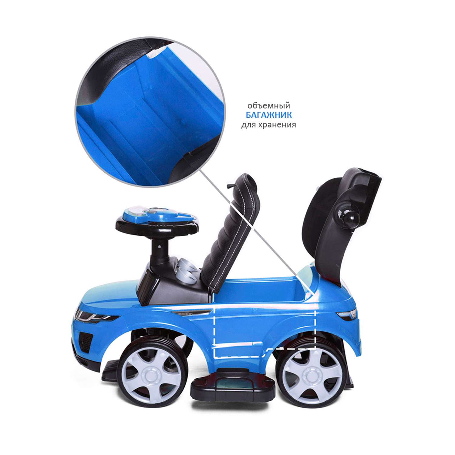 Каталка BabyCare Sport car кожаное сиденье синий - фото 8