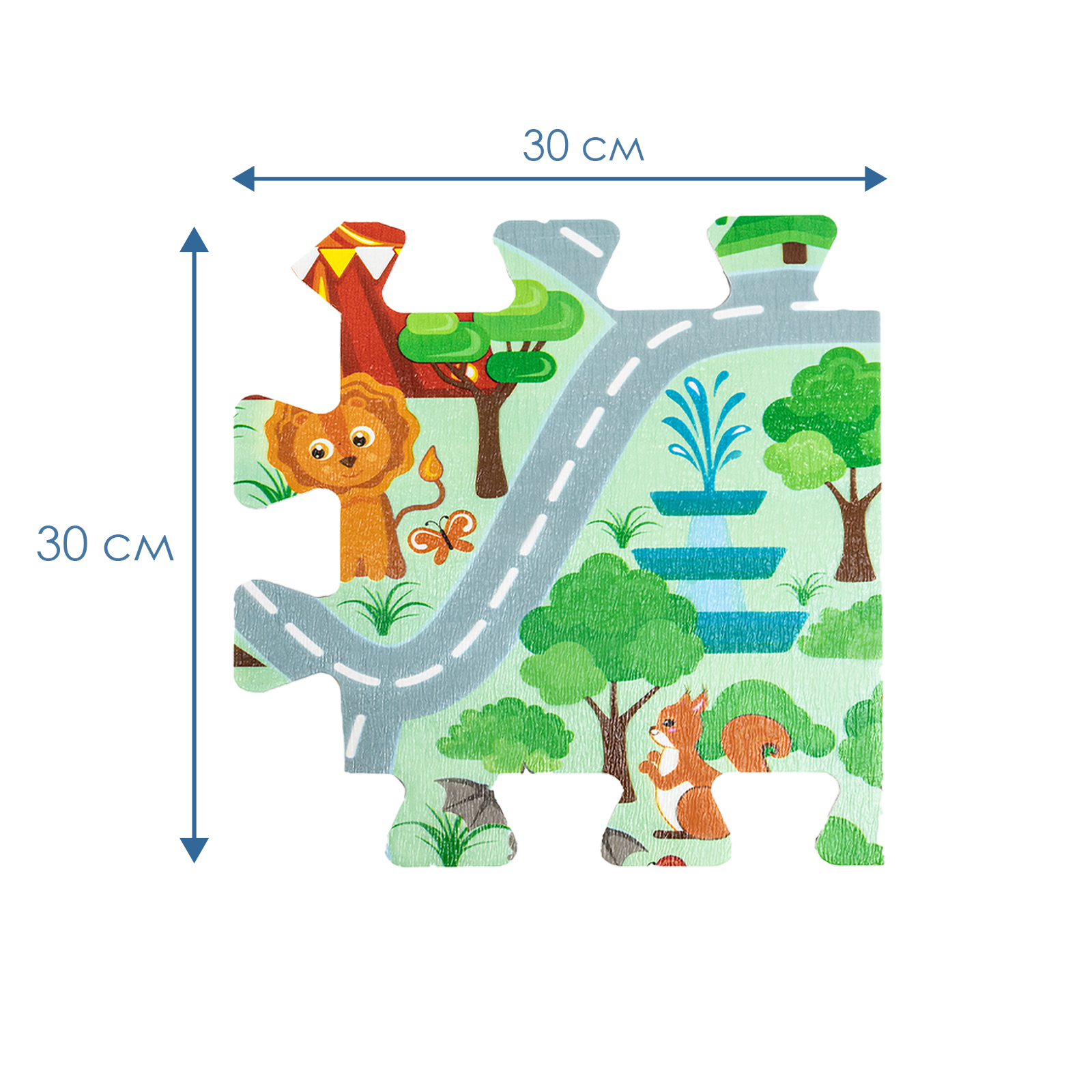 Игровой коврик пазл детский VILINA двухслойный 120х120 см в чехле Город животных - фото 5