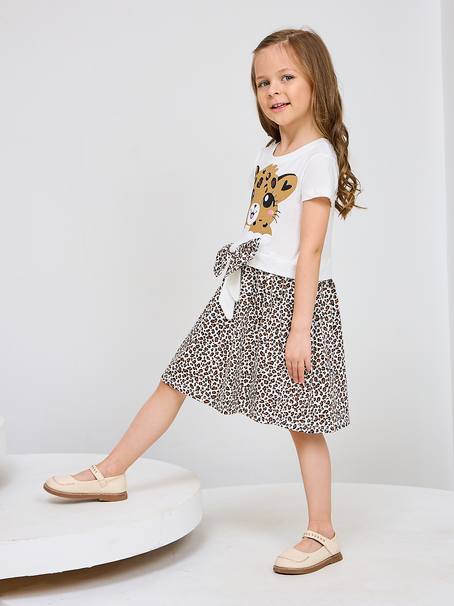 Платье Mil Art kids 1902201546DRESS-LEOPARD-WHITE - фото 5