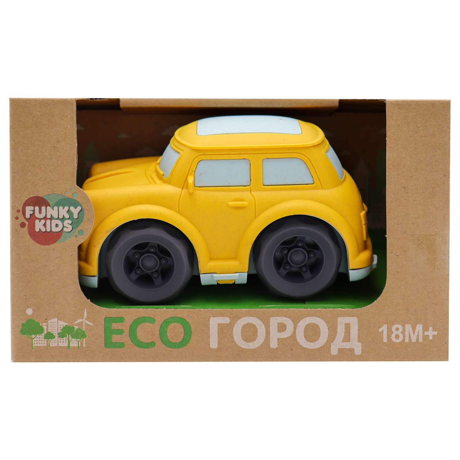 Игрушка Funky Toys Эко-машинка Желтая 15 см FT0304318-2 - фото 2