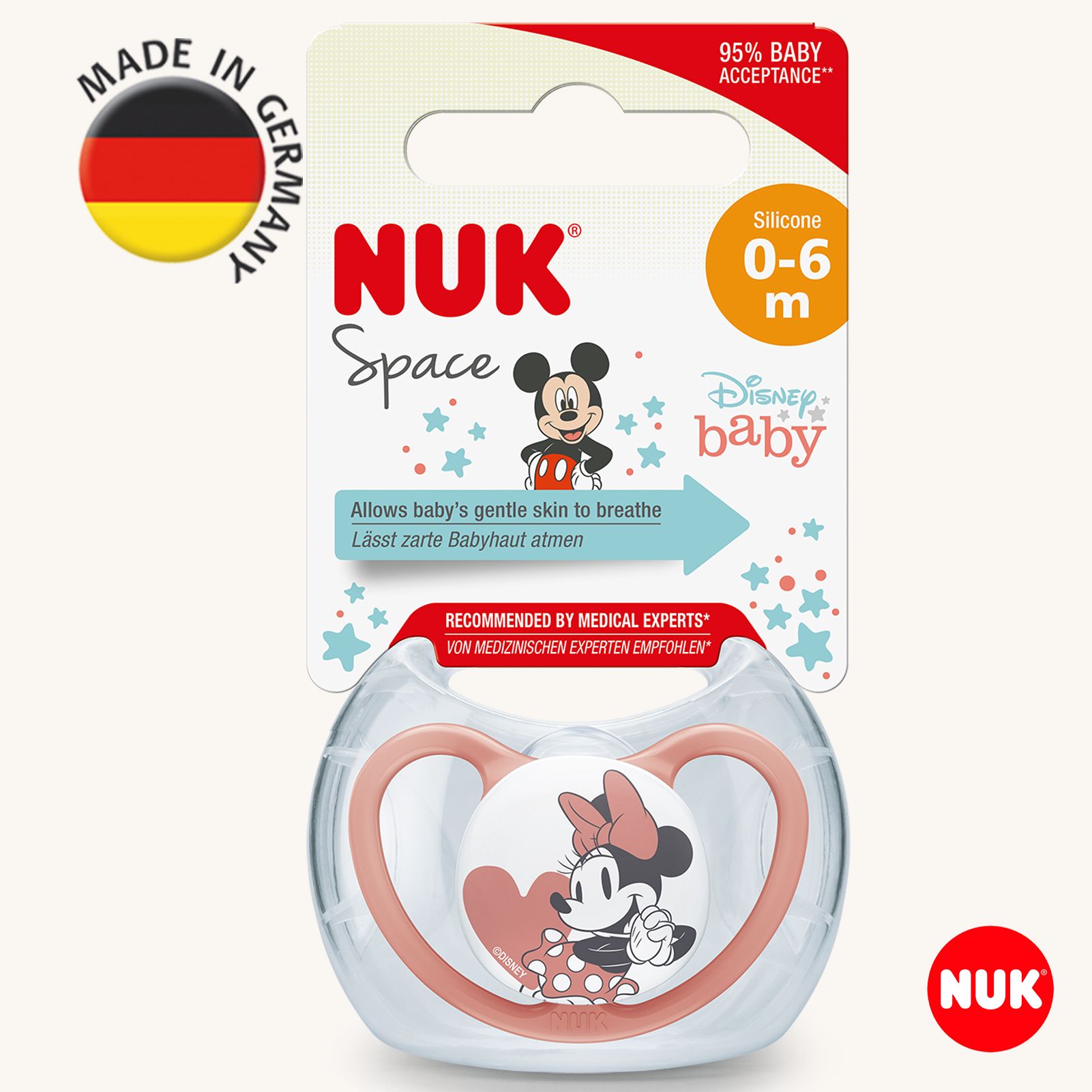 Соска пустышка ортодонтическая силикон Nuk NUK SPACE MICKEY - фото 1