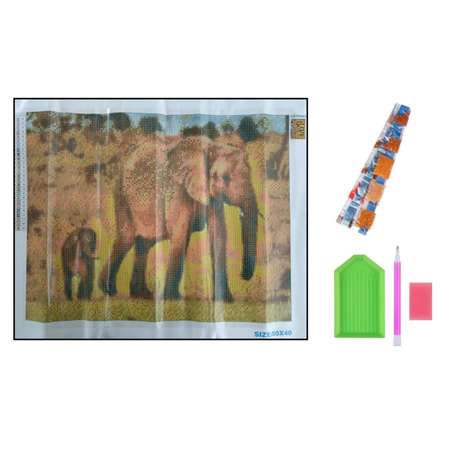 Алмазная мозаика Seichi Слон со слонёнком 40х50 см